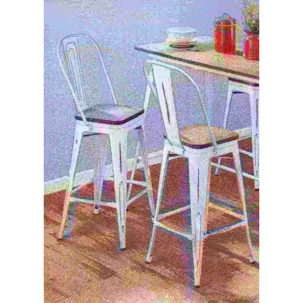 Lumisource Oregon High Back Counter Stool in Vintage White and Espresso, PK 2 - CS-ORHB VW+E2