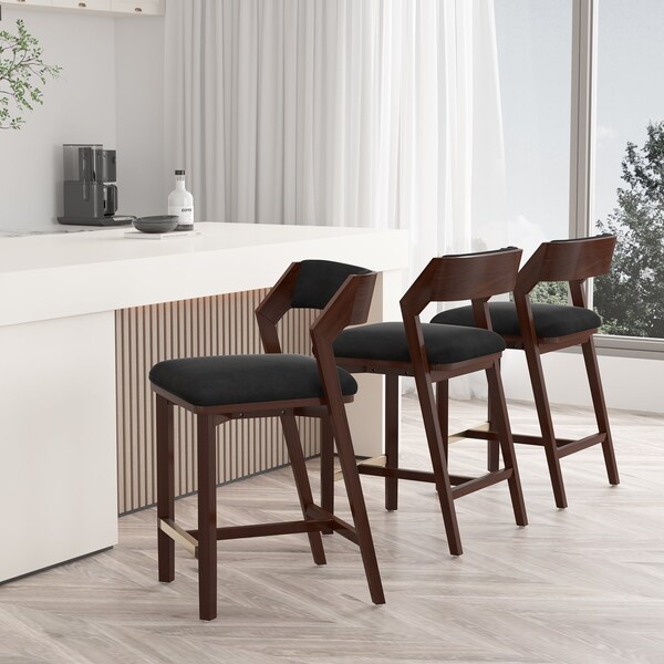 Manhattan Comfort Patricia Counter Stool  in Black - Set of 3 - 3-CS023-BK