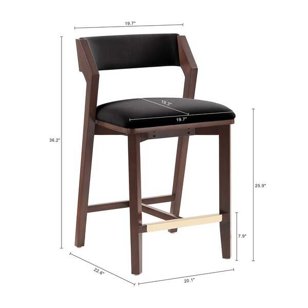 Manhattan Comfort Patricia Counter Stool  in Black - Set of 3 - 3-CS023-BK