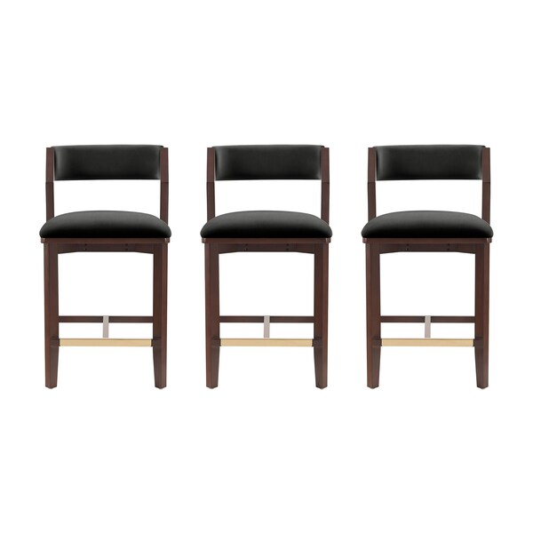 Manhattan Comfort Patricia Counter Stool  in Black - Set of 3 - 3-CS023-BK