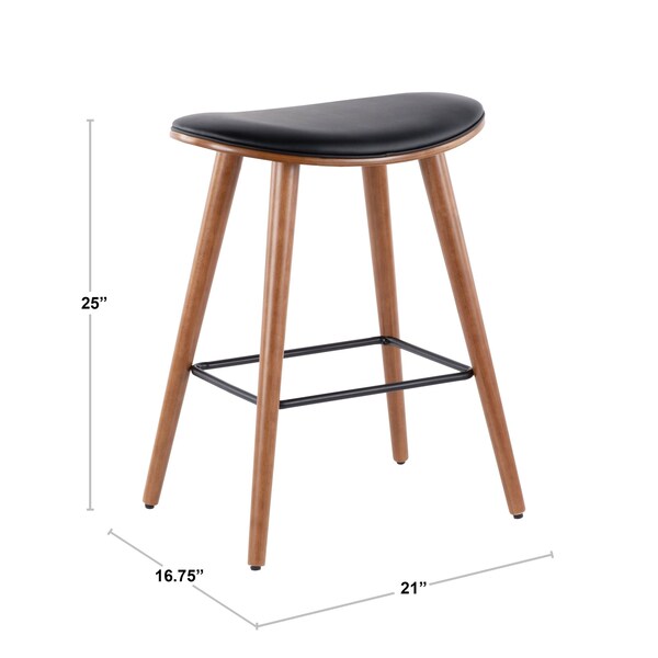 Lumisource Saddle Counter Stool in White Washed Wood and Cream, PK 2 - B26-SADL WWNCR2