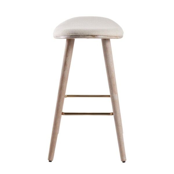 Lumisource Saddle Counter Stool in White Washed Wood and Cream, PK 2 - B26-SADL WWNCR2