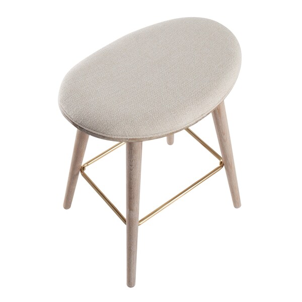 Lumisource Saddle Counter Stool in White Washed Wood and Cream, PK 2 - B26-SADL WWNCR2