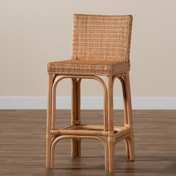 Baxton Studio Athena Modern and Contemporary Natural Finished Rattan Counter Stool - 185-11875-ZORO
