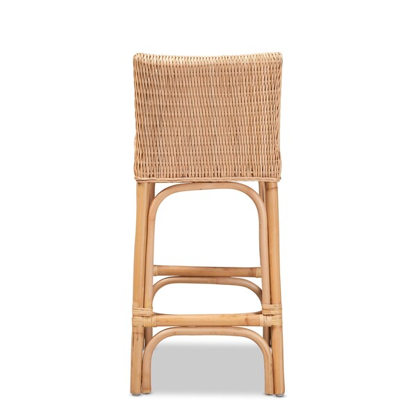 Baxton Studio Athena Modern and Contemporary Natural Finished Rattan Counter Stool - 185-11875-ZORO