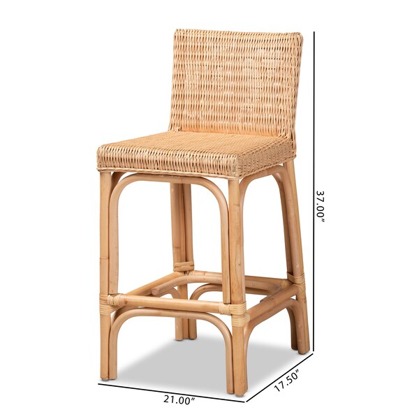 Baxton Studio Athena Modern and Contemporary Natural Finished Rattan Counter Stool - 185-11875-ZORO