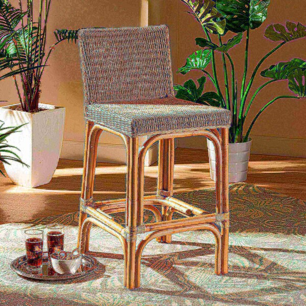 Baxton Studio Athena Modern and Contemporary Natural Finished Rattan Counter Stool - 185-11875-ZORO