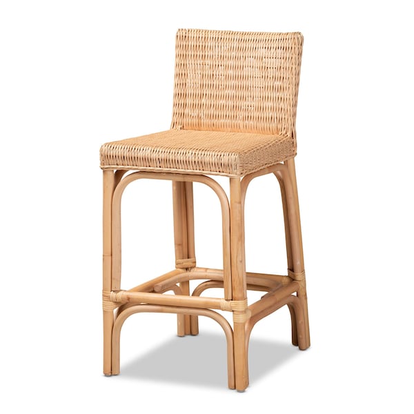 Baxton Studio Athena Modern and Contemporary Natural Finished Rattan Counter Stool - 185-11875-ZORO