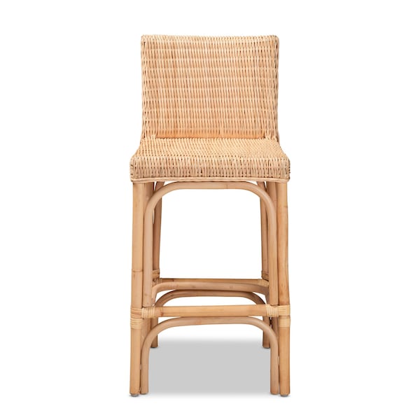 Baxton Studio Athena Modern and Contemporary Natural Finished Rattan Counter Stool - 185-11875-ZORO
