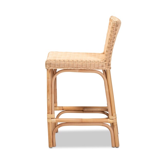 Baxton Studio Athena Modern and Contemporary Natural Finished Rattan Counter Stool - 185-11875-ZORO