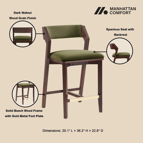 Manhattan Comfort Patricia Counter Stool  in Turtle Green - CS023-GR