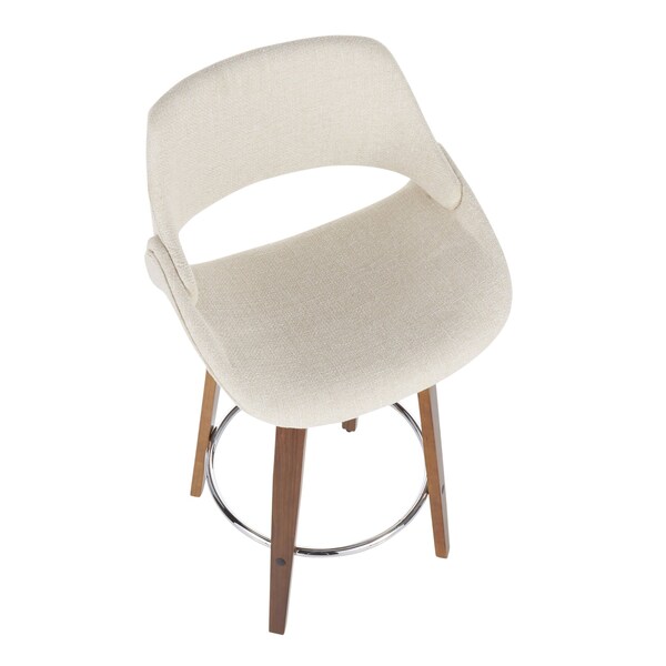 Lumisource Fabrico Counter Stool in Walnut and Cream Fabric, PK 2 - B26-FBCO2R WLCR2