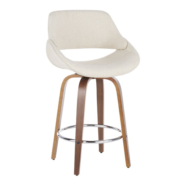 Lumisource Fabrico Counter Stool in Walnut and Cream Fabric, PK 2 - B26-FBCO2R WLCR2