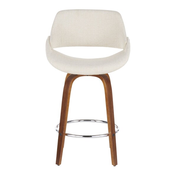 Lumisource Fabrico Counter Stool in Walnut and Cream Fabric, PK 2 - B26-FBCO2R WLCR2