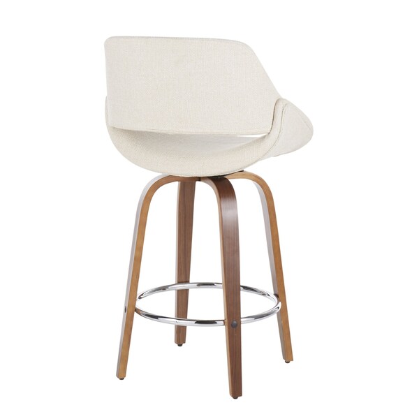 Lumisource Fabrico Counter Stool in Walnut and Cream Fabric, PK 2 - B26-FBCO2R WLCR2
