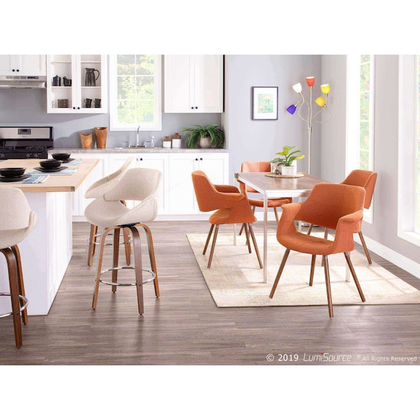 Lumisource Fabrico Counter Stool in Walnut and Cream Fabric, PK 2 - B26-FBCO2R WLCR2