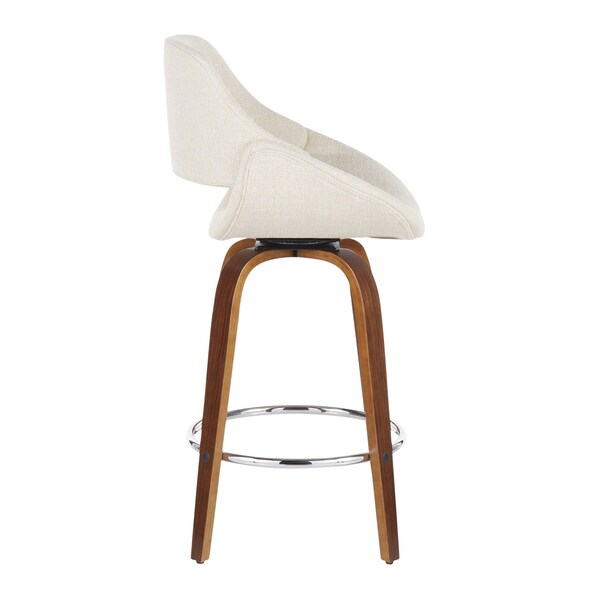 Lumisource Fabrico Counter Stool in Walnut and Cream Fabric, PK 2 - B26-FBCO2R WLCR2