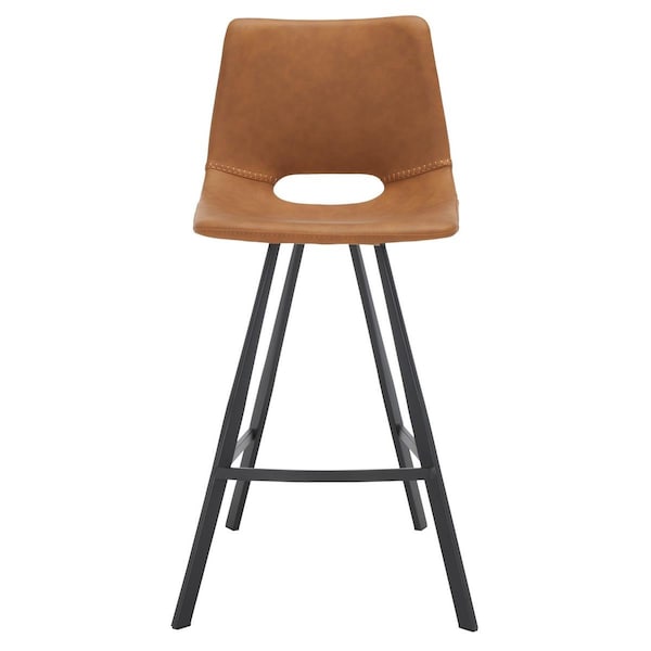 Safavieh 21.3 x 19 x 37.5 in. Raylee Counter Stool Cognac & Black - BST3015B
