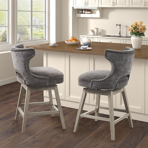 Madison Park Emmett Swivel Counter Stool, Charcoal - 21 x 22.75 x 37 in. - MP104-1119