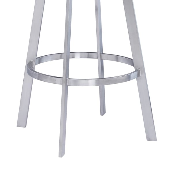 Armen Living Saturn 26" Counter Height Swivel Black Faux Leather and Brushed Stainless Steel Bar Stool - LCSNBABSBL26