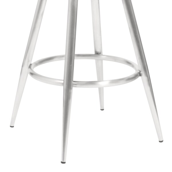 Armen Living Amador 26" Counter Height Barstool in Brushed Stainless Steel and Vintage Gray Faux Leather - 721535747047