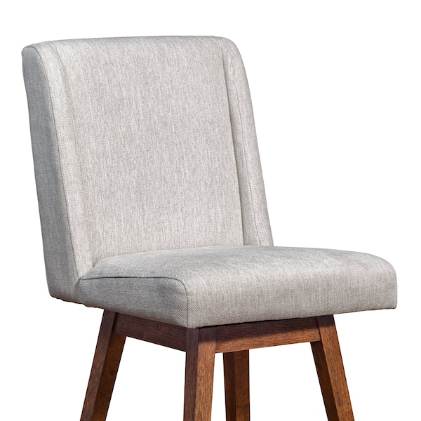 Armen Living Stancoste Swivel Counter Stool in Brown Oak Wood Finish with Beige Fabric - 840254332157