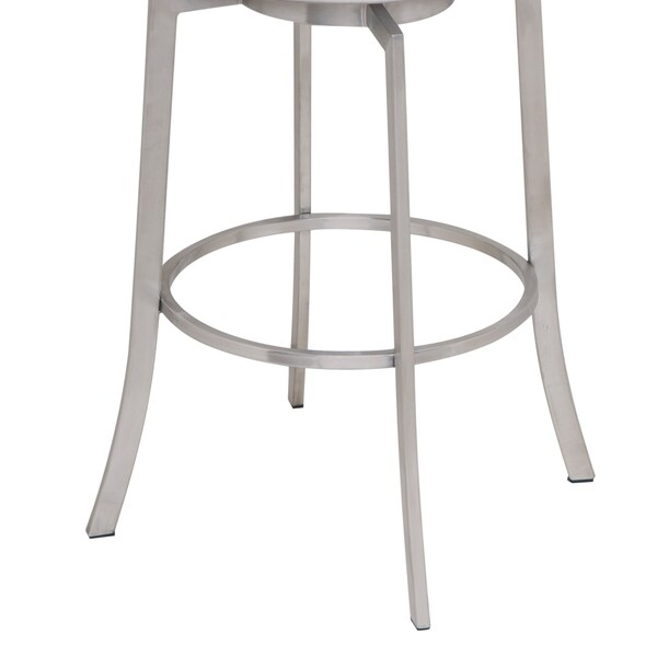 Armen Living Viper 26" Counter Height Swivel White Faux Leather and Brushed Stainless Steel Bar Stool - LCVI26BAWH