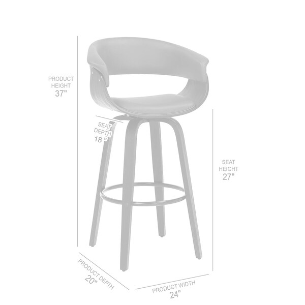 Armen Living Julyssa 26" Counter Height Swivel Brown Faux Leather and Walnut Wood Bar Stool - LCJSBAWABR26