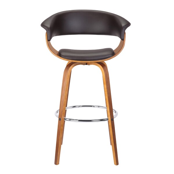 Armen Living Julyssa 26" Counter Height Swivel Brown Faux Leather and Walnut Wood Bar Stool - LCJSBAWABR26