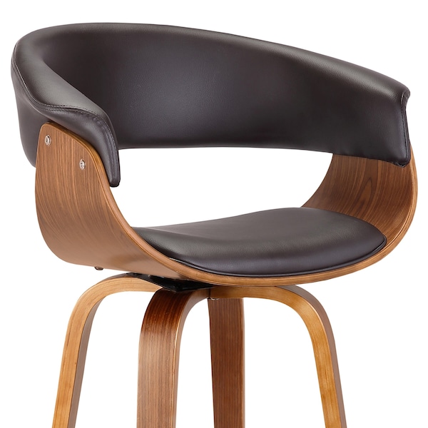 Armen Living Julyssa 26" Counter Height Swivel Brown Faux Leather and Walnut Wood Bar Stool - LCJSBAWABR26
