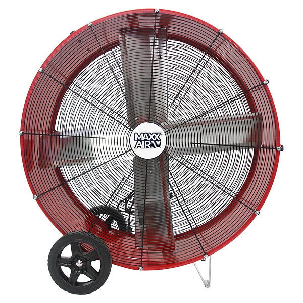 Maxx Air Barrel Air Circulator Fan, 36 in Blade Dia, 120V, 7,300/10,200 cfm, Non-Oscillating - BF36BD RED