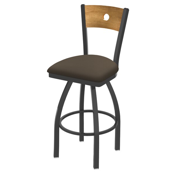 Holland Bar Stool Co 25" Swivel Counter Stool, Pewter Finish, Med Back, Canter Earth Seat - 83025PWMEDMPLB006