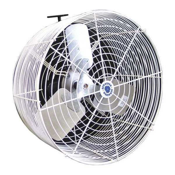 Schaefer Standard Duty Industrial Fan, Wall Mount, 20 in Blade Dia, 115/230V, 5,470 cfm, Non-Oscillating - GVK20
