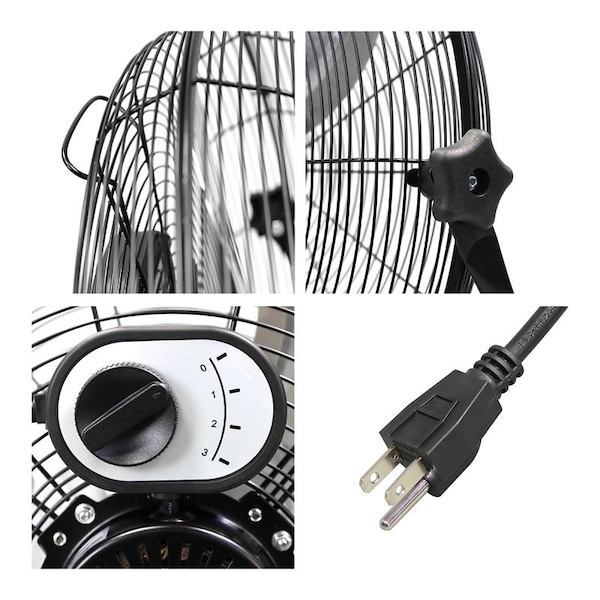 Maxx Air MaxxAir HVFF 20 High-Velocity Floor Fan, 20 in Dia Blade, 1500 to 2250 cfm, 3-Speed, Black - HVFF 20