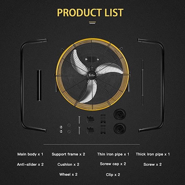 Simple Deluxe Heavy Duty Industrial Drum Fan, 24 in Blade Dia - HIFANXDRUM24X2