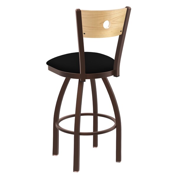 Holland Bar Stool Co 25" Swivel Counter Stool, Bronze Finish, Nat Back, Black Vinyl Seat - 83025BZNATMPLBBLKVINYL