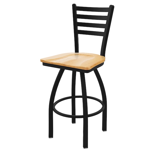 Holland Bar Stool Co 25" Swivel Counter Stool, Black Wrinkle, Nat Oak Seat - 41025BWNATOAK