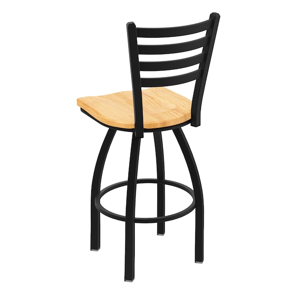 Holland Bar Stool Co 25" Swivel Counter Stool, Black Wrinkle, Nat Oak Seat - 41025BWNATOAK