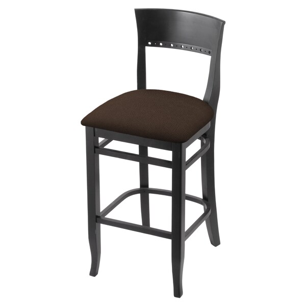 Holland Bar Stool Co 25" Counter Stool, Black Finish, Rein Coffee Seat - 316025BLK025