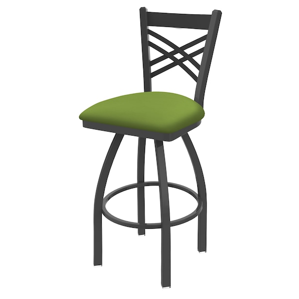 Holland Bar Stool Co 25" Swivel Counter Stool, Pewter Finish, Canter Kiwi Green Seat - 82025PW009