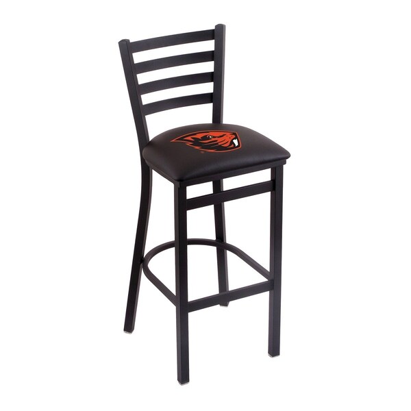 Holland Bar Stool Co 25" Blk Wrinkle Oregon State Stationary Counter Stool, Ladder Back - L00425OREGST