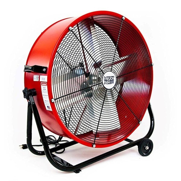 Maxx Air MaxxAir BF24TF Tilt Fan, 1750 to 3200 cfm, 120 V, Yellow - BF24TFRED