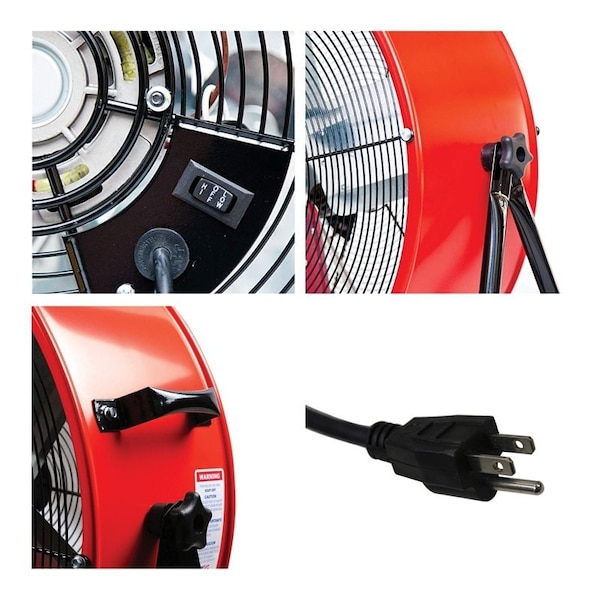 Maxx Air MaxxAir BF24TF Tilt Fan, 1750 to 3200 cfm, 120 V, Yellow - BF24TFRED