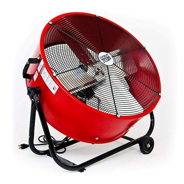 Maxx Air MaxxAir BF24TF Tilt Fan, 1750 to 3200 cfm, 120 V, Yellow - BF24TFRED