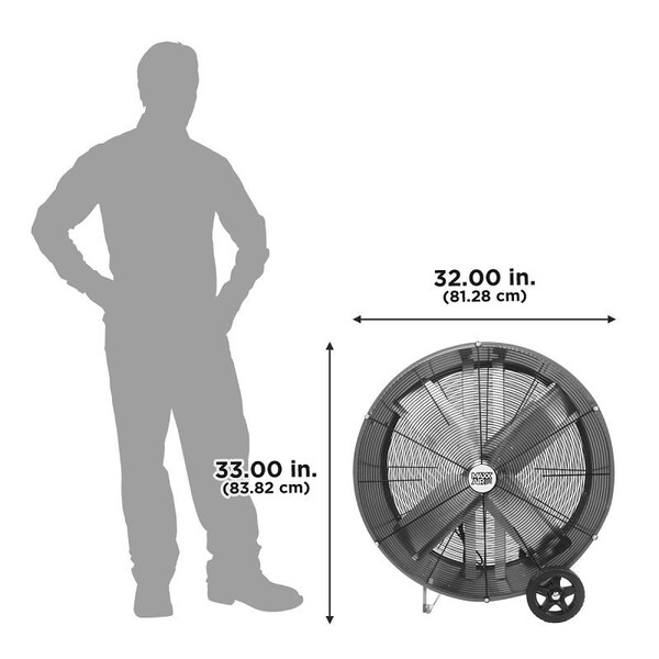 Maxx Air Portable Barrel Fan, 120 V, 2Speed, 4050 to 5000 cfm Air, Red - BF30DD