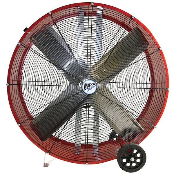 Maxx Air Portable Barrel Fan, 120 V, 2Speed, 4050 to 5000 cfm Air, Red - BF30DD