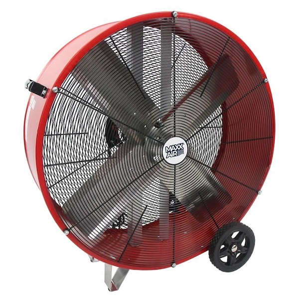 Maxx Air Portable Barrel Fan, 120 V, 2Speed, 4050 to 5000 cfm Air, Red - BF30DD