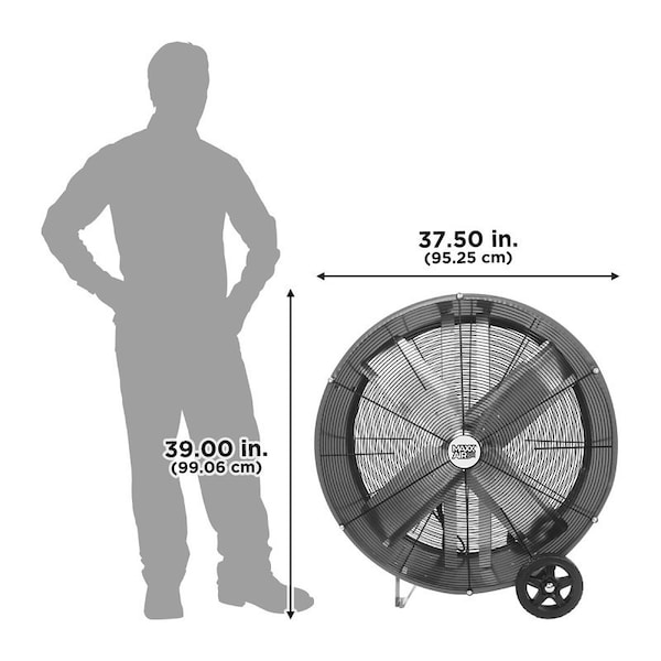 Maxx Air Direct Drive Drum Fan, 656 A, 120 V, 2Speed, 460 to 710 rpm Speed, 6300 to 9000 cfm Air, Steel - BF36DD