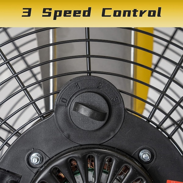 Edendirect 24in 3-Speed Portable High Velocity Drum Fan, Yellow, 1/3 HP, Turbo Blade, Low Noise - IR-FAN7804