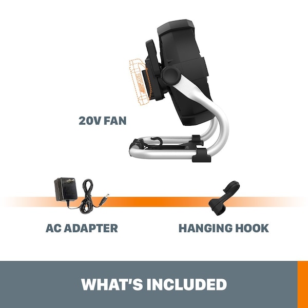 Worx 20V Power Share Cordless Work Fan, Tool Only - WX095L.9